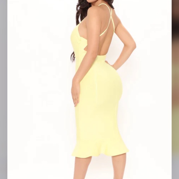 Byrdie Bandage Midi Dress - Yellow Size Small - Picture 2 of 4